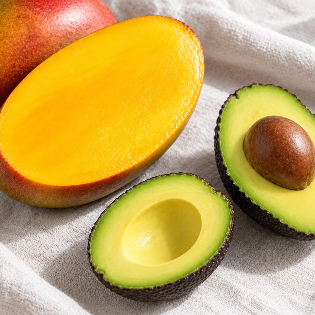 Økologisk mango osteen og Hass avocado