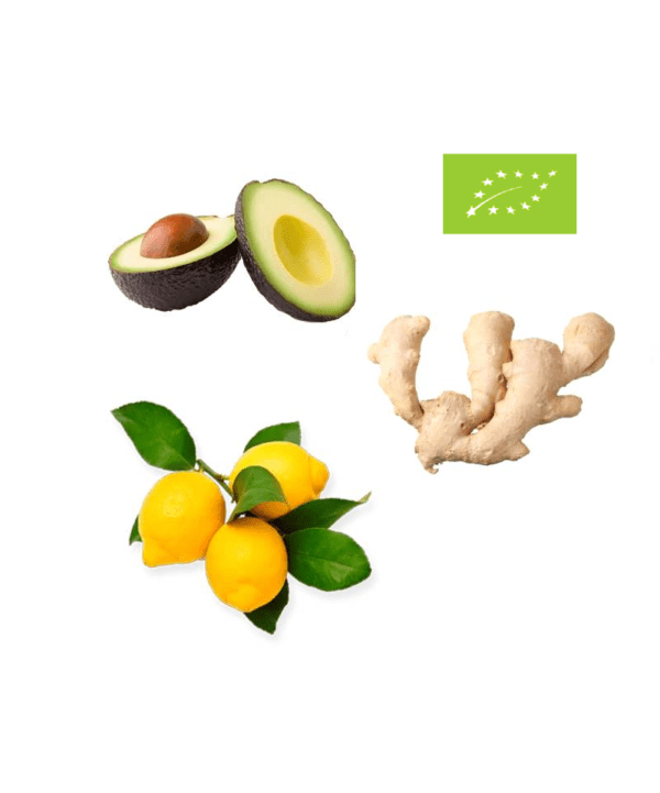 Økologisk avocado, øko citroner, øko ingefær